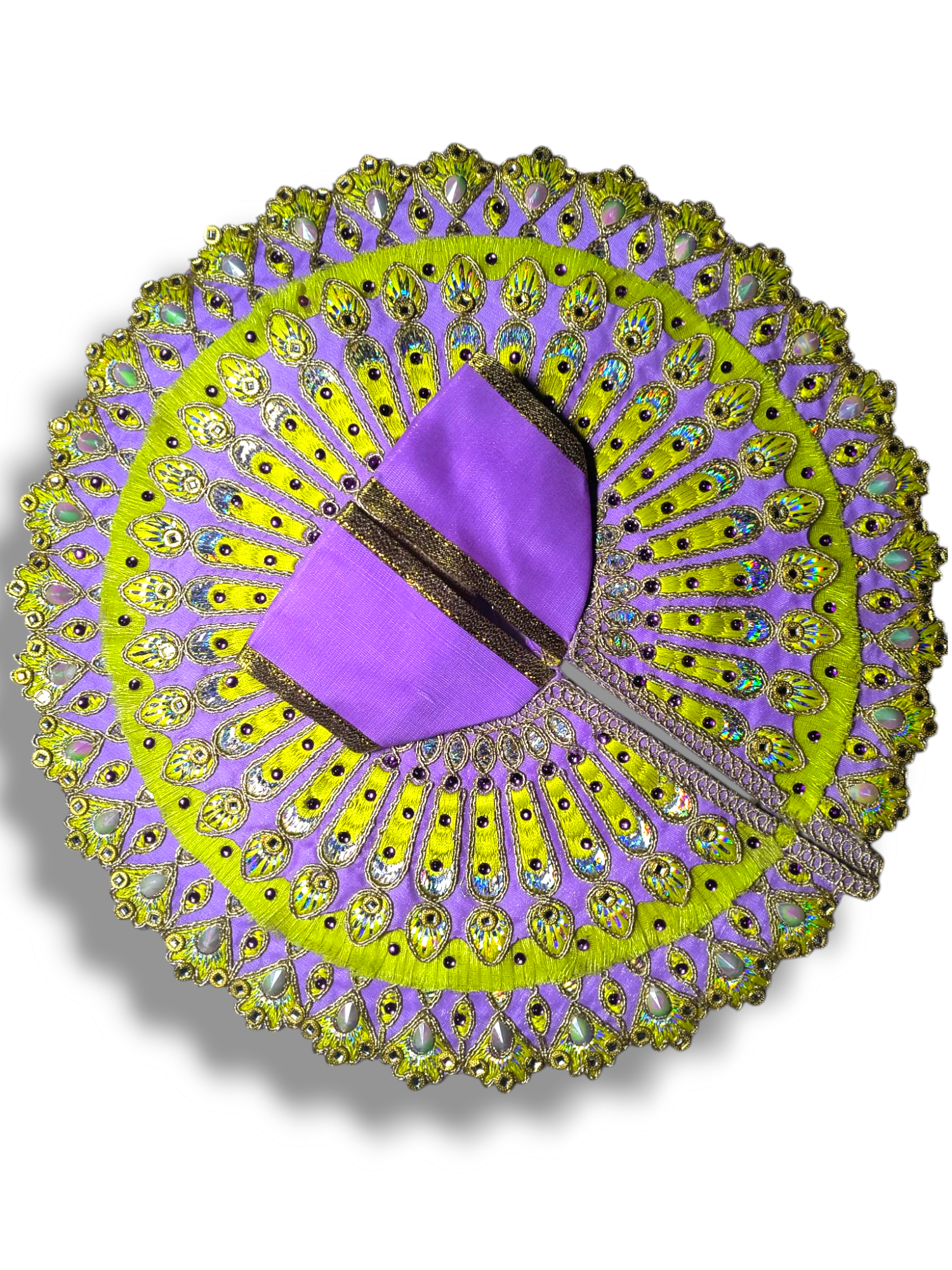 Triple Frill Layers with Heavy Embroidery Work Poshak Purple