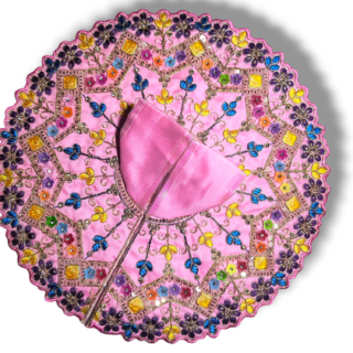 Embroidery Work Poshak For Laddu Gopal Ji Pink