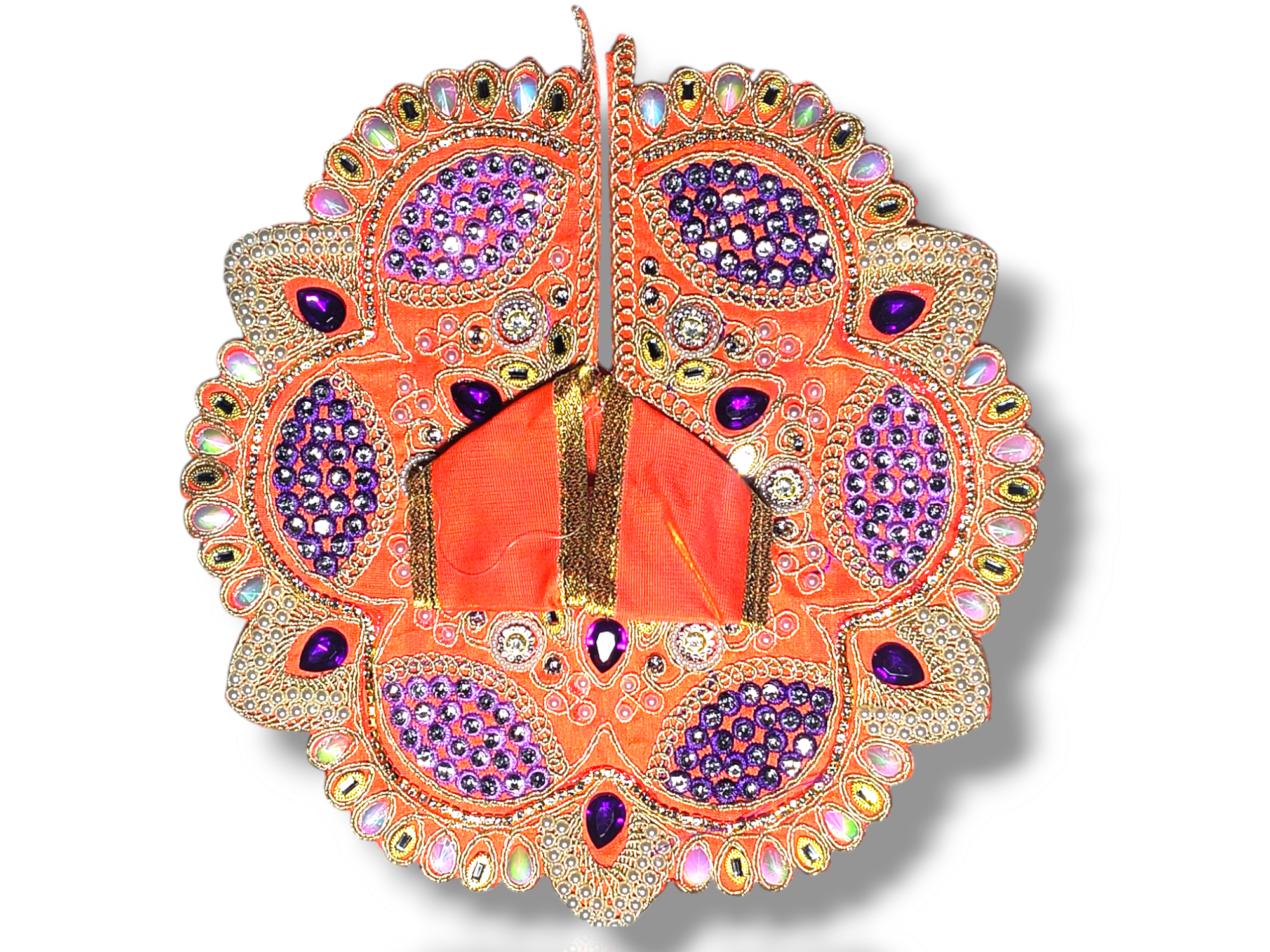 Laddu Gopal Heavy Embroidery With Stone and Thread Orange