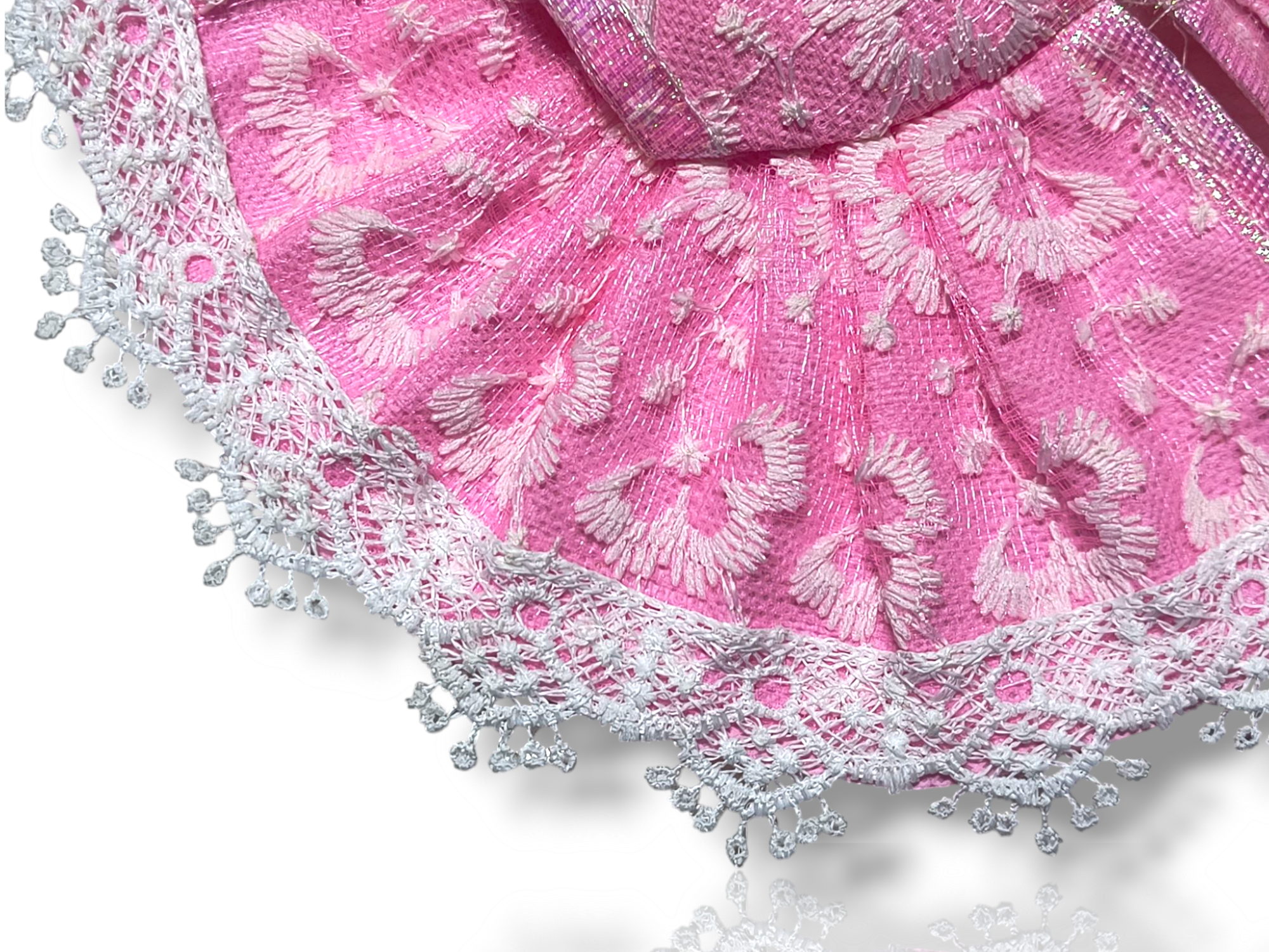 Summer Special Cotton ChikanKari Laddu Gopal Poshak Pink - Image 2