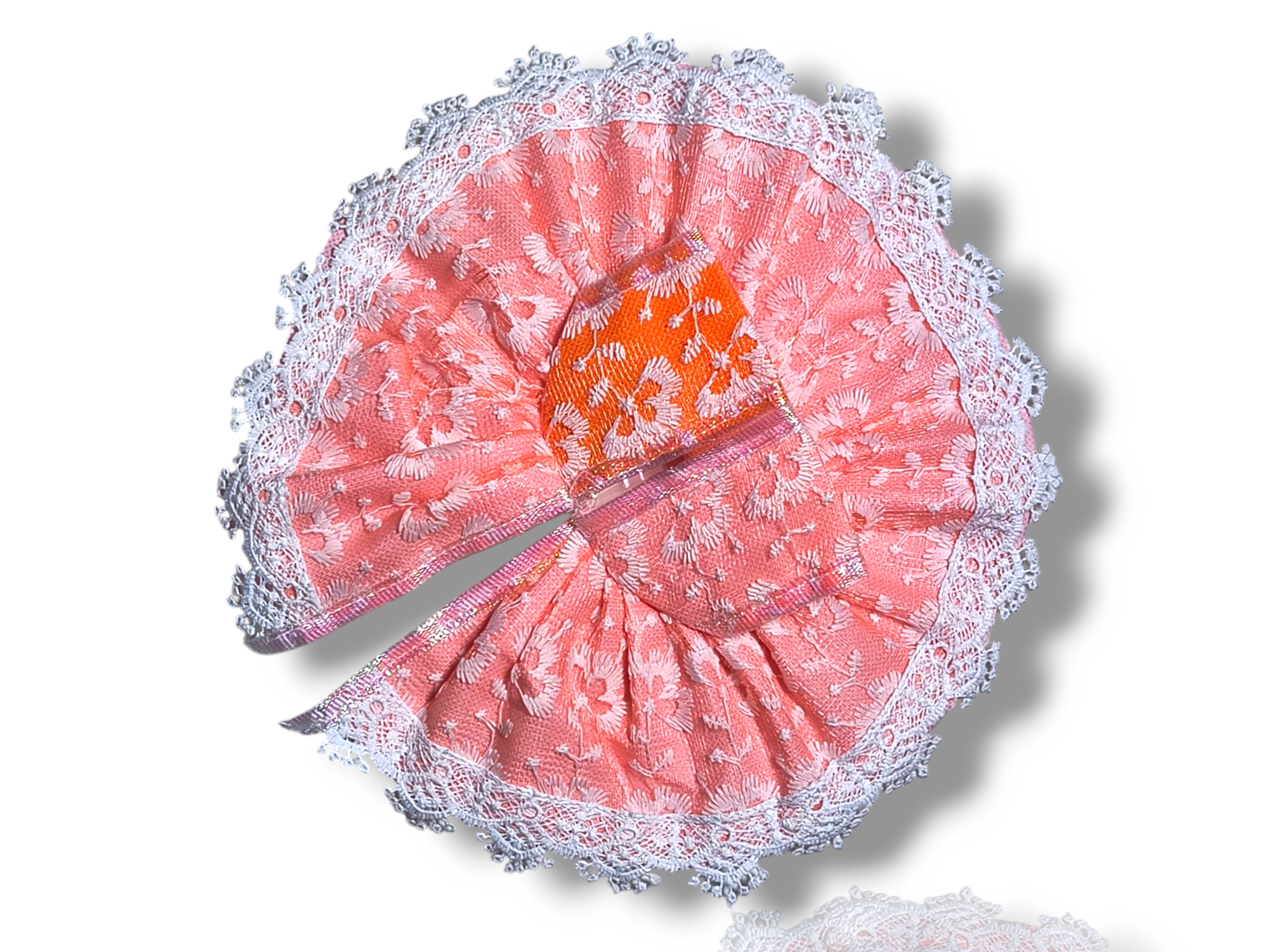 Summer Special Cotton ChikanKari Laddu Gopal Poshak Orange