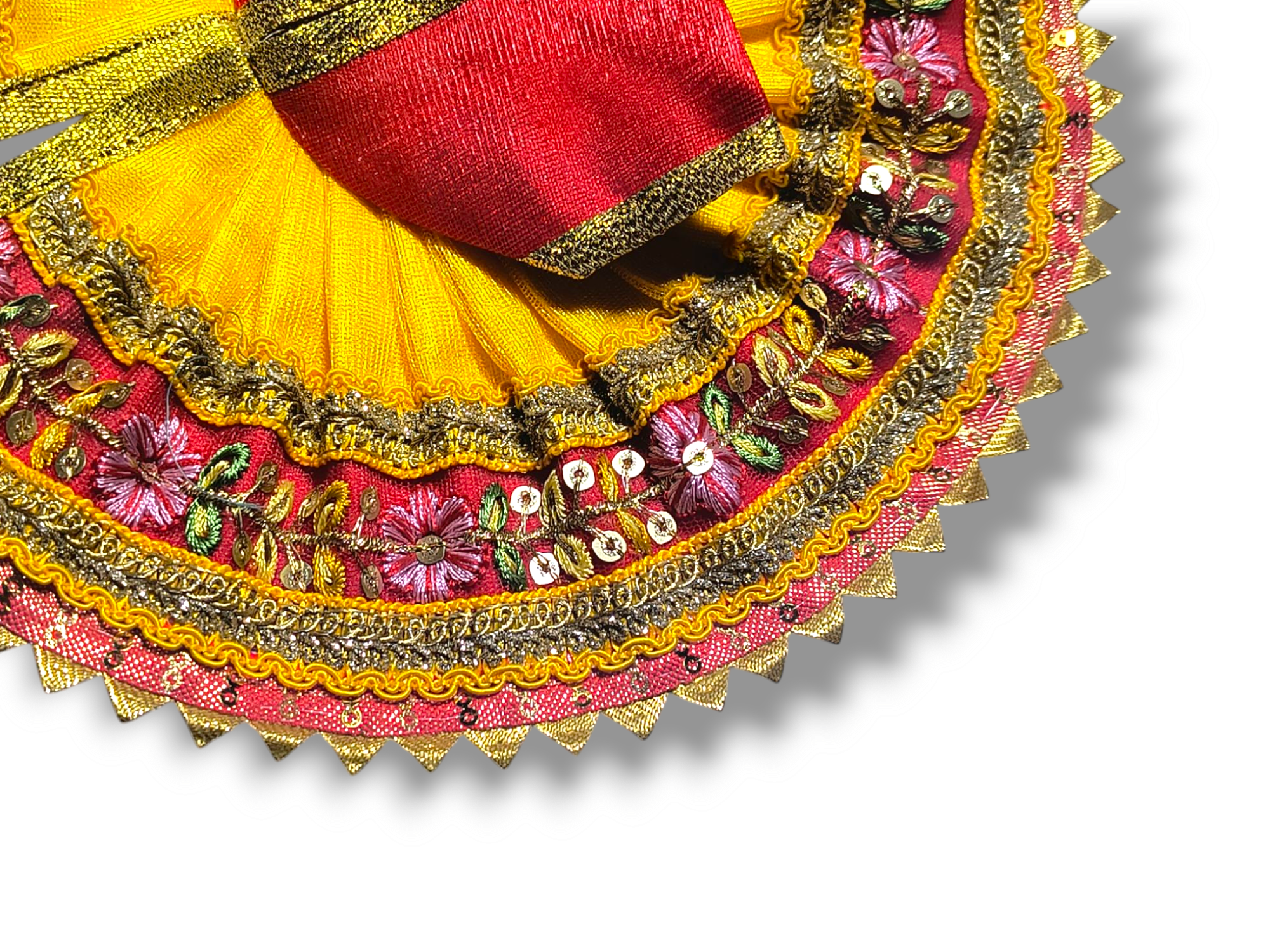 Silk Embroidery With Heavy Frill Laces Red - Image 2