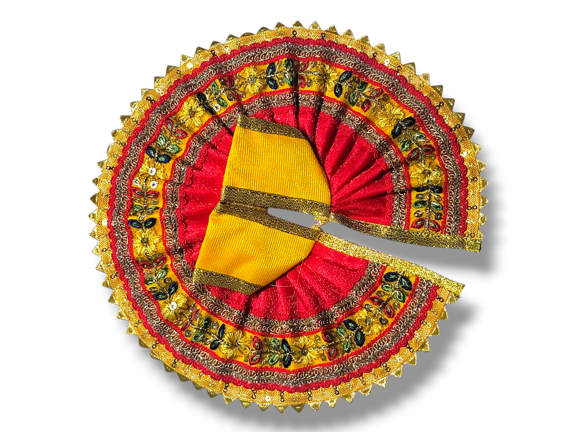 Silk Embroidery With Heavy Frill Laces Yellow