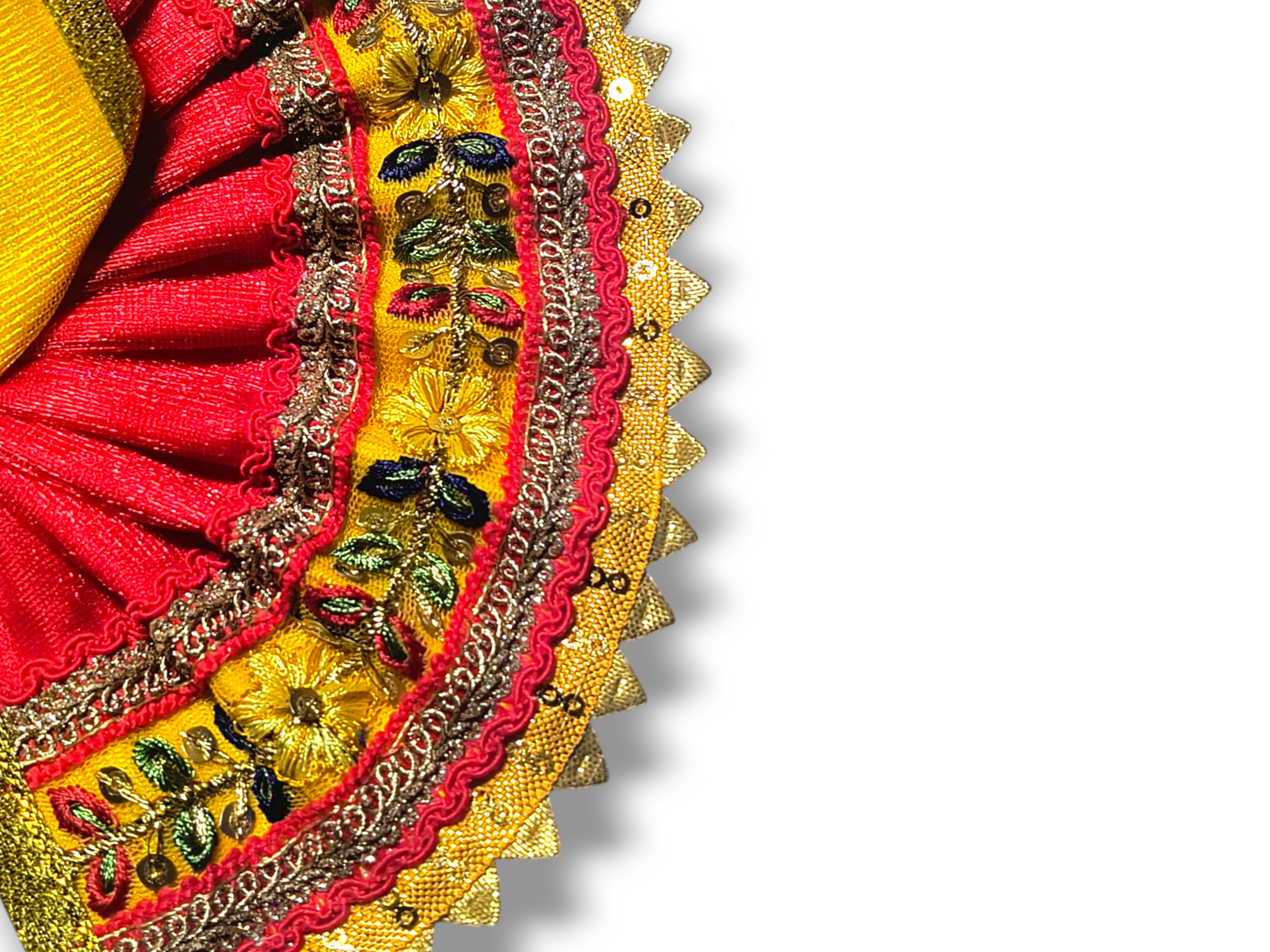 Silk Embroidery With Heavy Frill Laces Yellow - Image 2