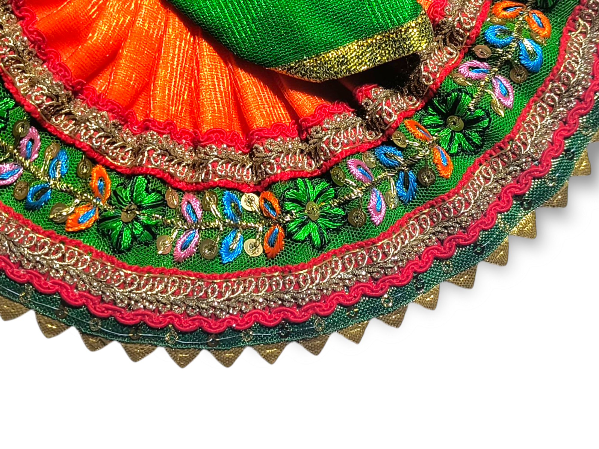Silk Embroidery With Heavy Frill Laces Green - Image 2