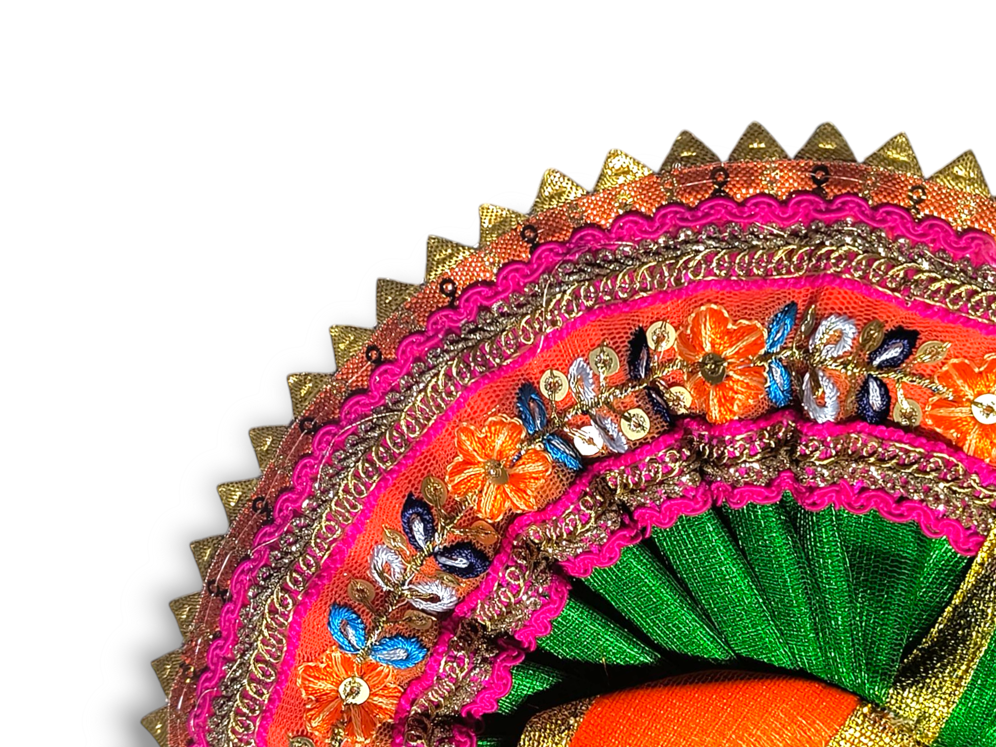 Silk Embroidery With Heavy Frill Laces Orange - Image 2