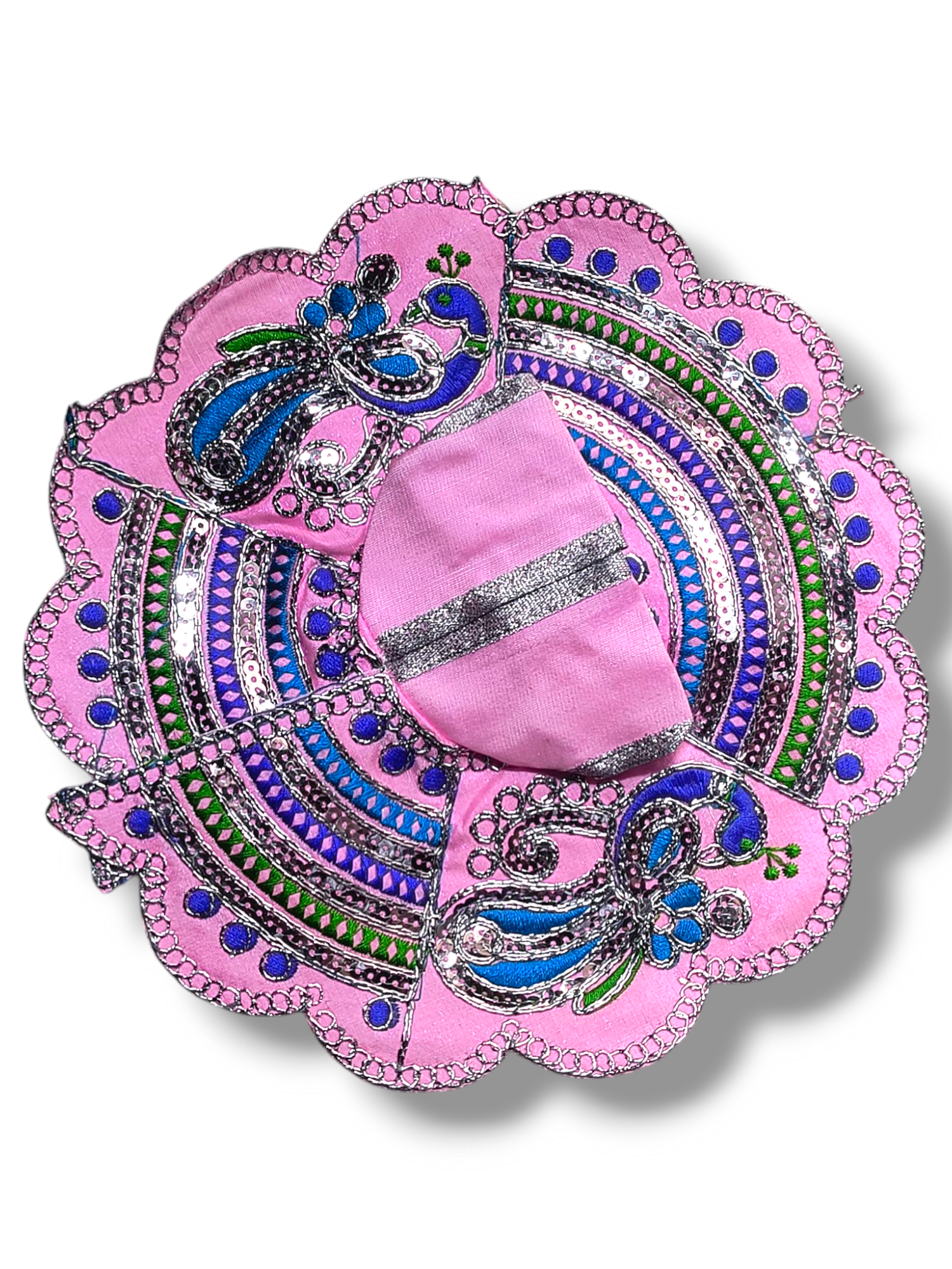 Embroidery Poshak with Silver Thread Pink