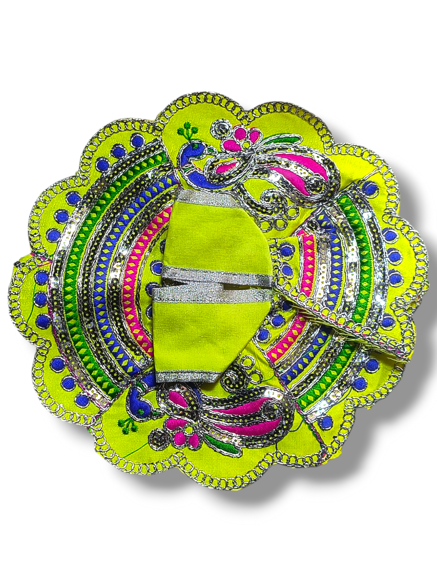 Embroidery Poshak with Silver Thread Green