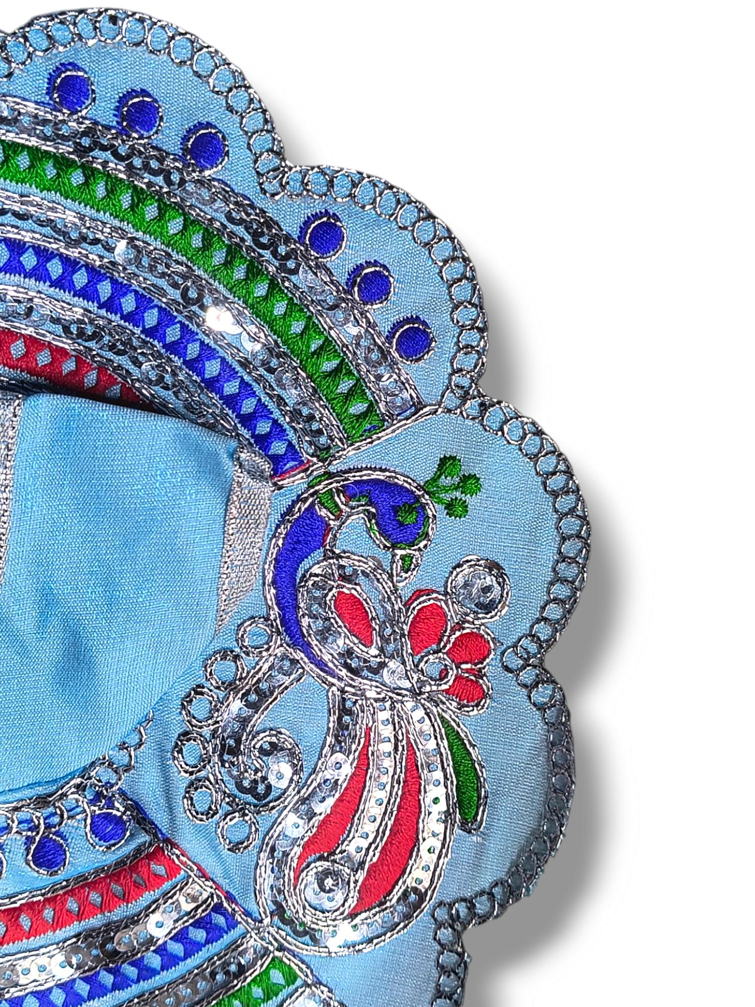 Embroidery Poshak with Silver Thread Dark Blue - Image 2