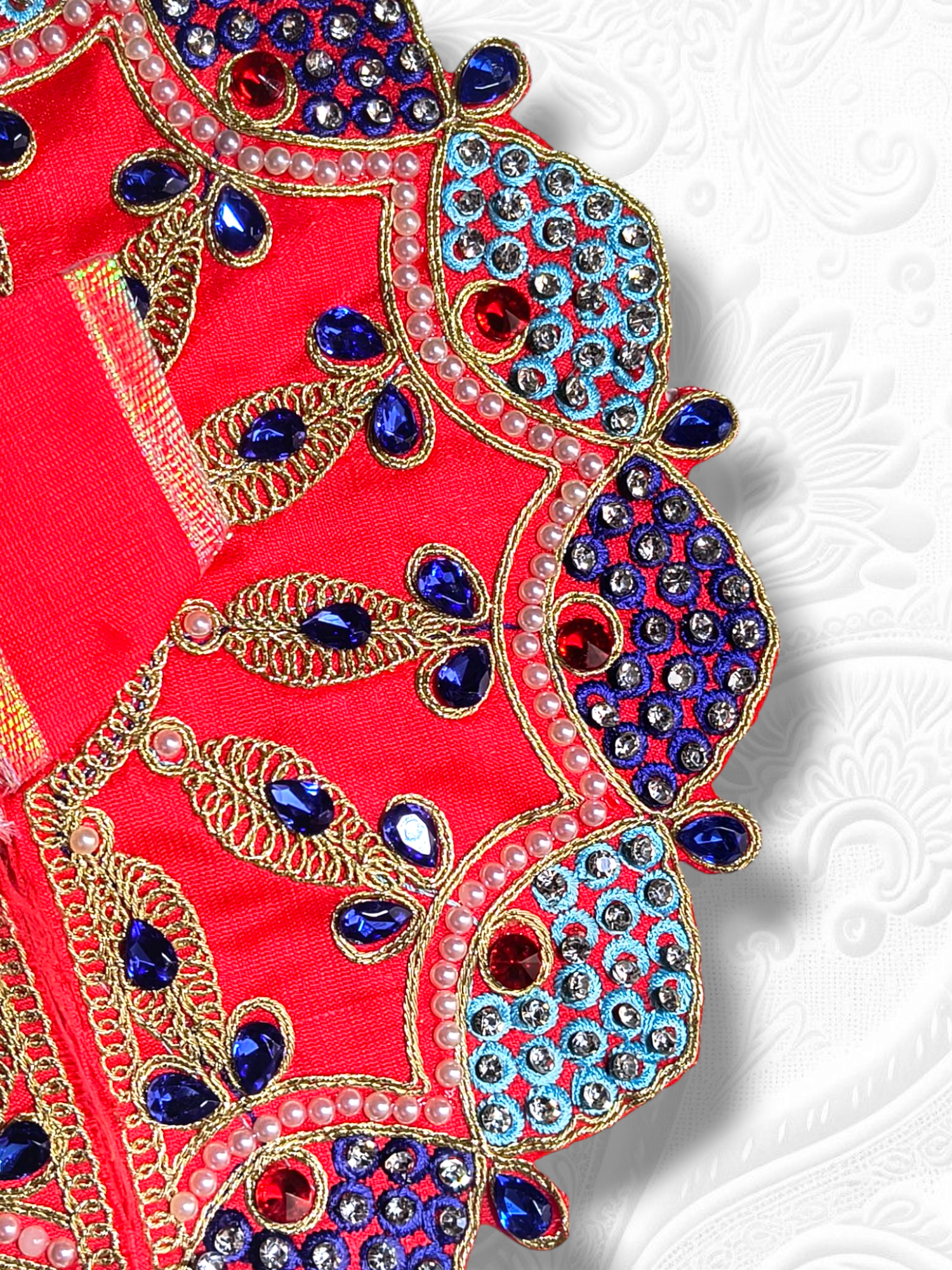 Heavy Poshak with Stone Work and Embroidery Red - Image 2