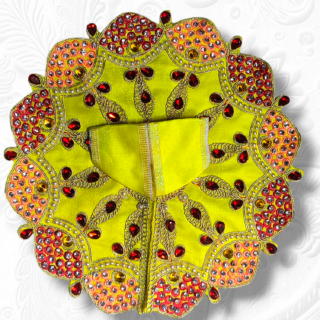 Heavy Poshak with Stone Work and Embroidery Yellow