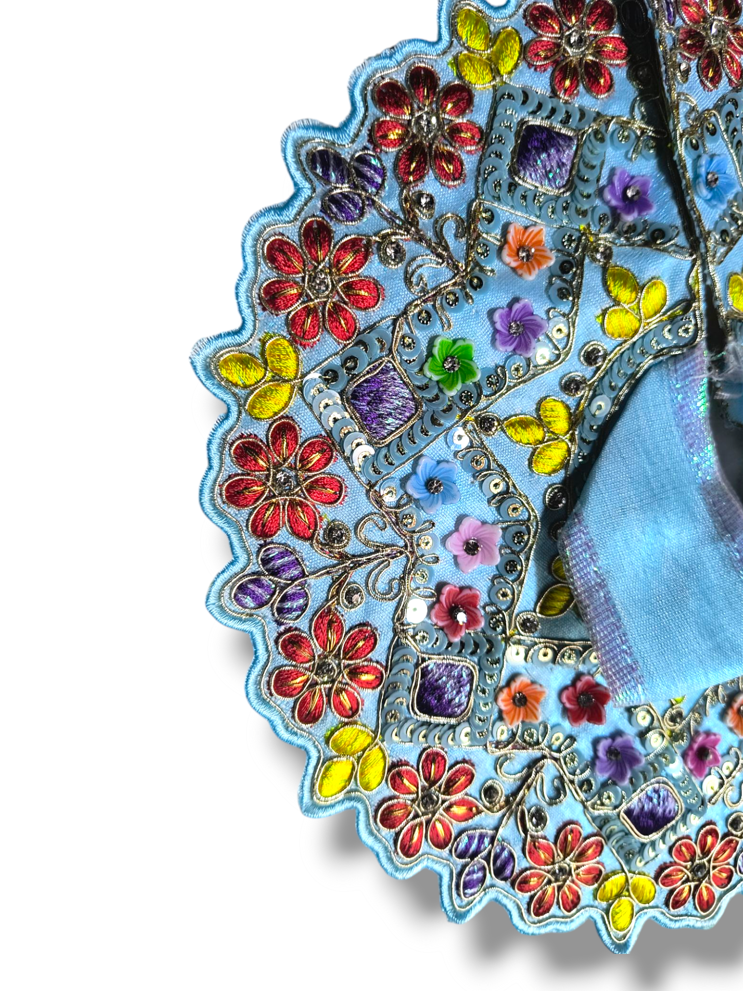 Embroidery Work Poshak For Laddu Gopal Ji Blue - Image 2