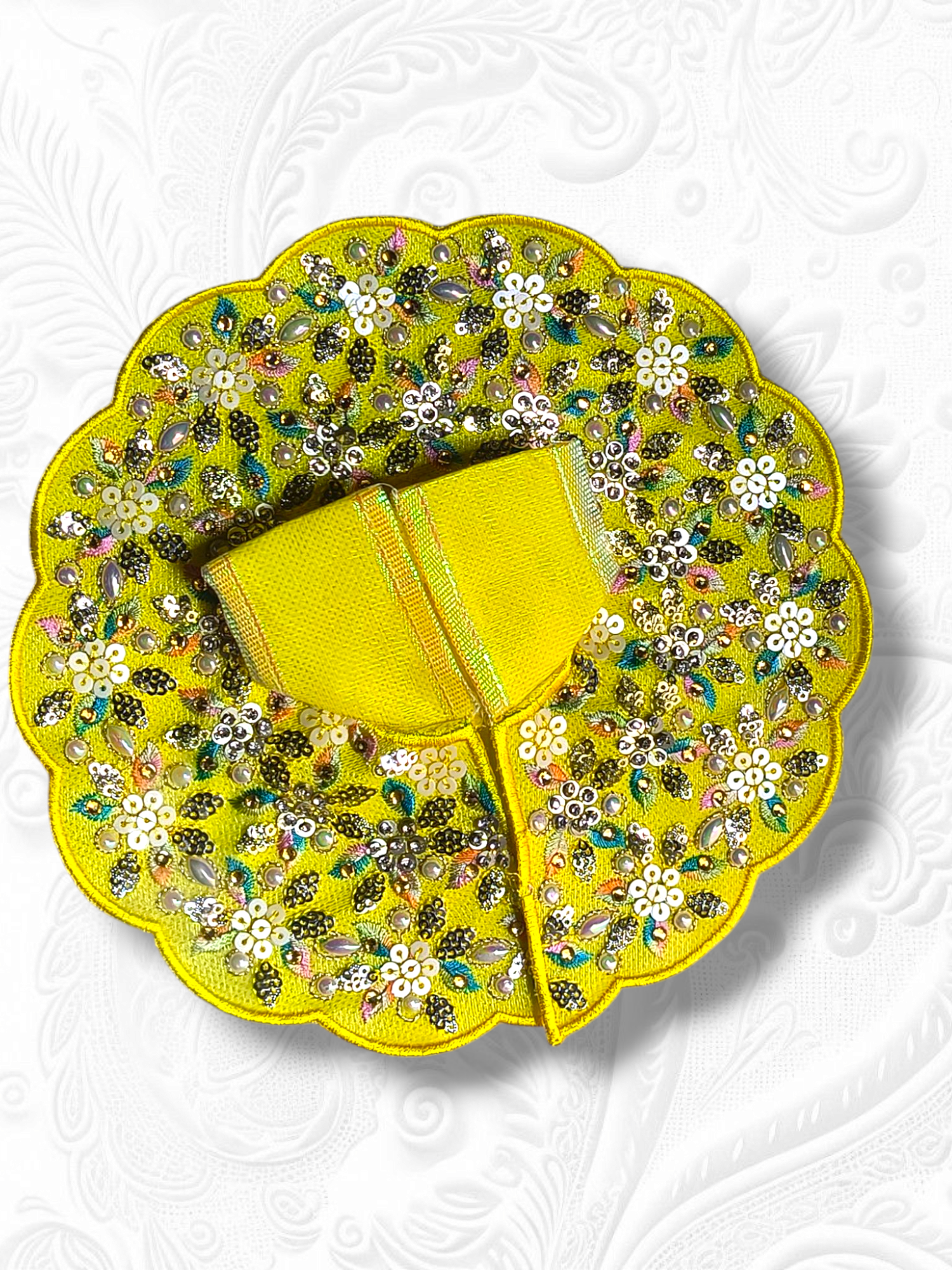 Special Embroidery Heavy Poshak Yellow